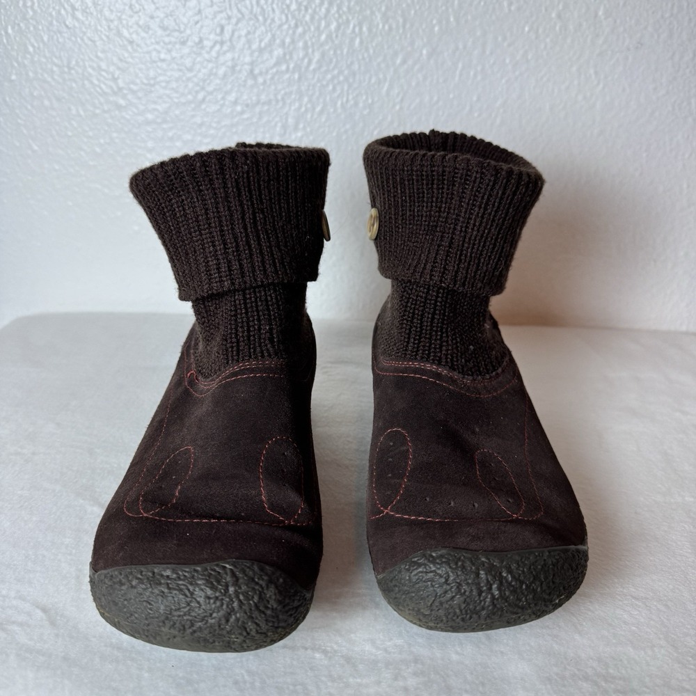 Keen Shay Ankle Boots Womens Size 9.5 Brown Suede Knit Cuff Boho Booties Winter - Picture 2 of 14
